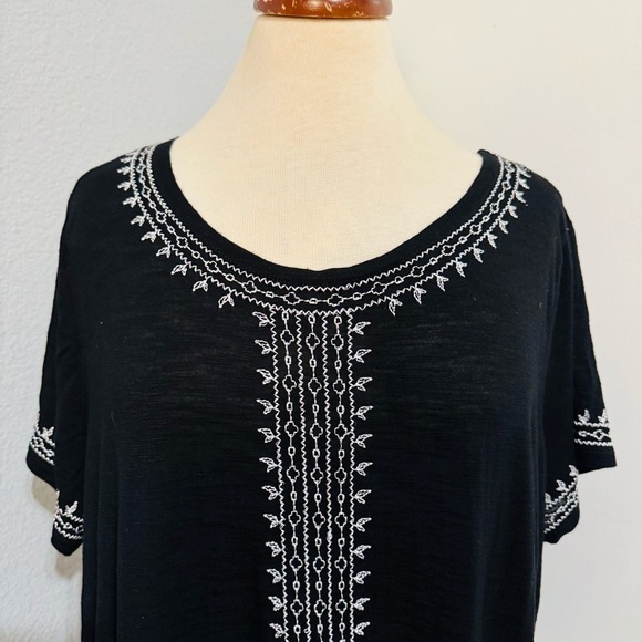 Rafaella Black Bohemian Embroidered Women's Relaxed Fit Lightweight Top Size XL‎ - Picture 3 of 17